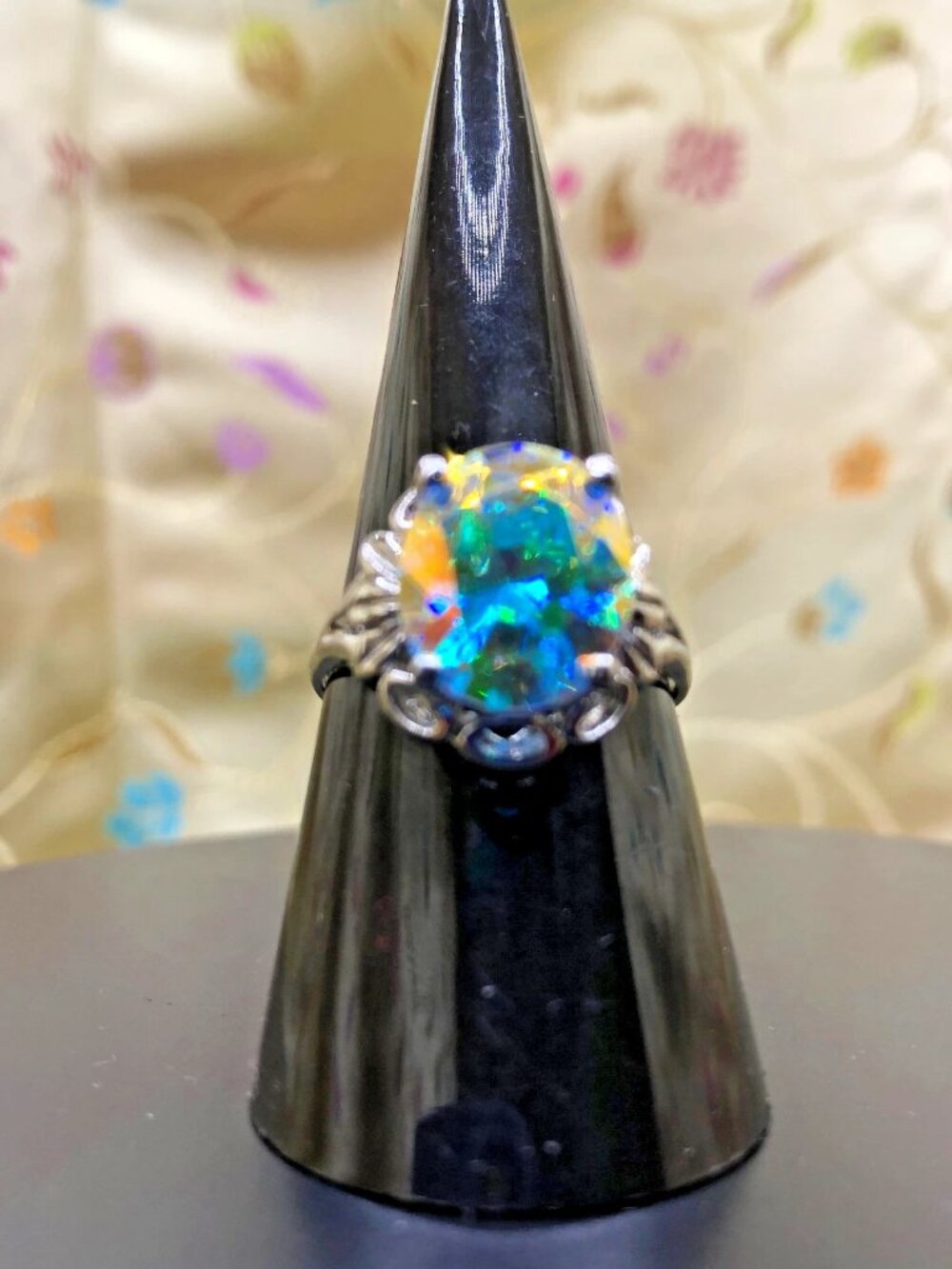 GORGEOUS Mystic Topaz Ring Women, FLASHLIGHT!! Sterling, True 8.5 - Picture 3 of 12